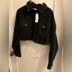 TopShop Cropped Black Denim Jacket